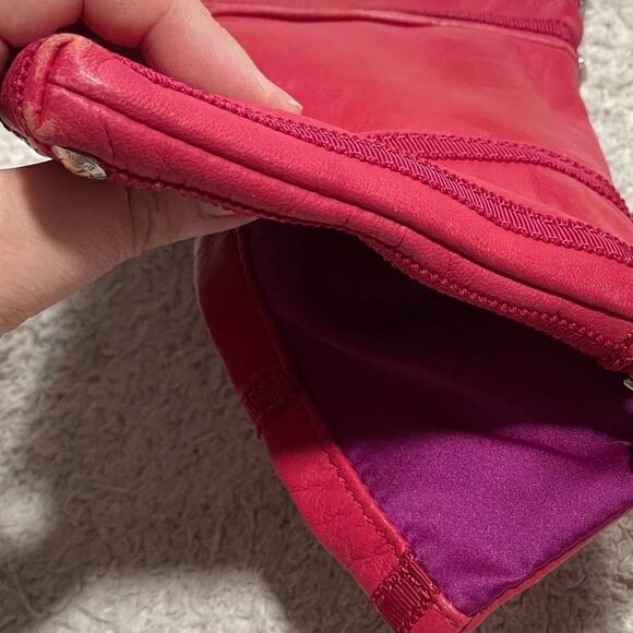 Henri Bendel Pebbled Leather Studded Wristlet Red - Picture 5 of 10